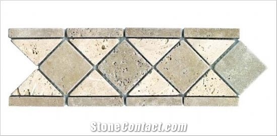 Noce Classic Travertine Borders, Beige Travertine Mosaic Borders