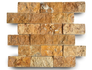 Premium Travertine Split Face Mosaics, Yellow Travertine Mosaic Premium Travertine Split Face Mosaics, Yellow Travertine Mosaic