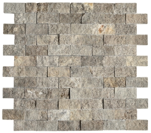 Premium Travertine Split Face Mosaics, Yellow Travertine Mosaic