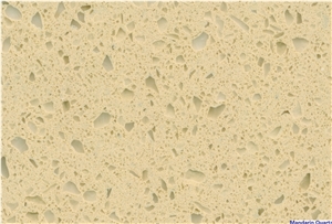Almond Color Artificial / Engineered Quartz Kitchen Countertop Island Top Surfaces Manmade in China with Oem and Customized Services