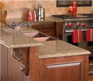 Artificial Quartz Stone, Brown Artificial Stone Kitchen Countertops