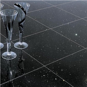 Black Shiny Stellar Quartz Surfaces for Kitchen Countertops Table Top