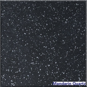 Black Shiny Stellar Quartz Surfaces for Kitchen Countertops Table Top
