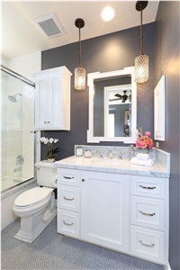 Carrara White Bathroom Quartz Surfaces Countertops Tabletops Vanity Tops Cut to Size with Various Edge Profile