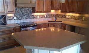 Grey Color Surface with Black Stellar Glass Kitchen Table Tops Countertops Cut in Slab Size with Different Edge Styles Available Largest Slab Size 3200mm X 1600mm from Guangdong