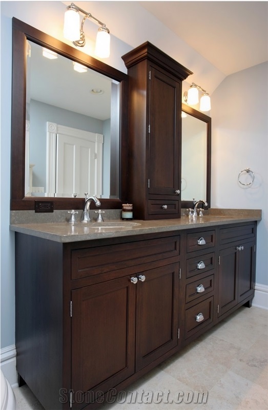 Grey Limestone Imitation Quartz Stone Surfaces for Bathroom Vanity Tops Countertops from China in High Quality