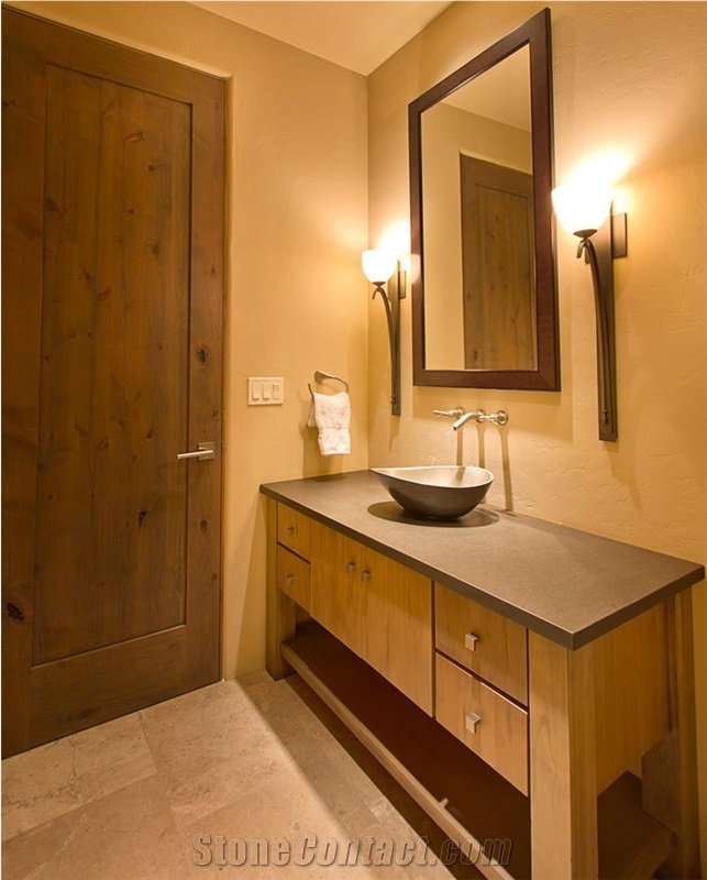 Grey Limestone Imitation Quartz Stone Surfaces for Bathroom Vanity Tops Countertops from China in High Quality