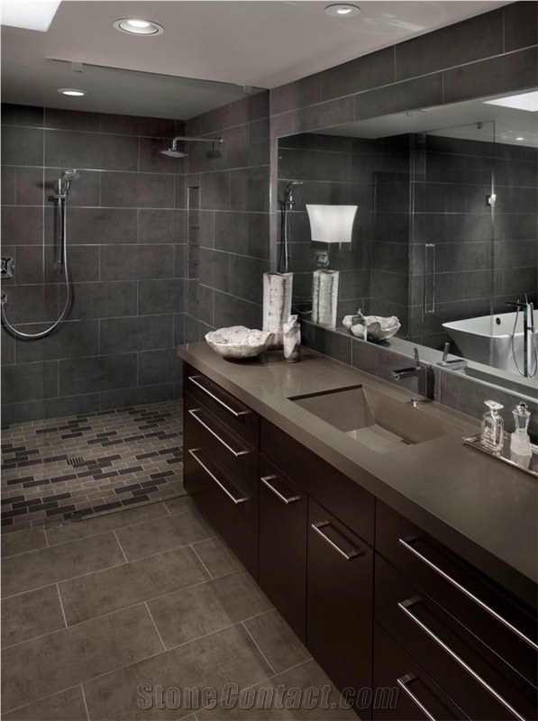 Grey Limestone Imitation Quartz Stone Surfaces for Bathroom Vanity Tops Countertops from China in High Quality