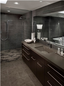 Grey Limestone Imitation Quartz Stone Surfaces for Bathroom Vanity Tops Countertops from China in High Quality