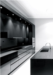 High Quality Black Engineered Quartz Stone for Bathroom Tops Vanity Tops Countertops. Made from Yunfu Guangdong. Custom Sizes Available