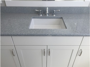 Sparkle Gray Quartz Stone Surfaces Bathroom Vanity Tops Countertops Non Porous Durable from Guangdong
