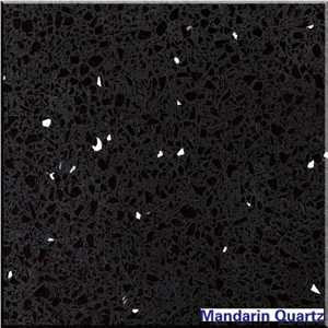 Stellar Black Quartz Stone Floor & Wall Tiles Cut to Size with Oem Service Manmade from Guangdong China