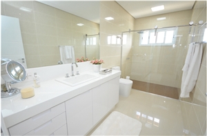 White Bathroom Quartz Stone Surface Vanity Tops for Residential and Commercial Buildings Cut to Size from Guangdong China