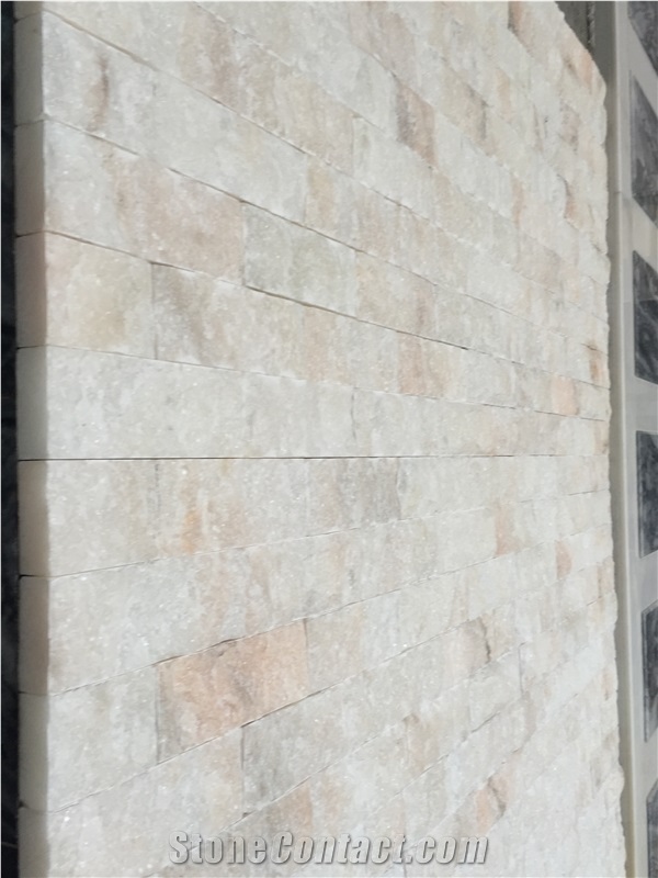 Natural White Pink Brick Marble Stone Split Wall Tiles