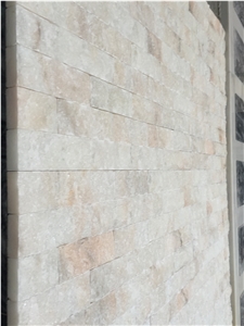 Natural White Pink Brick Marble Stone Split Wall Tiles