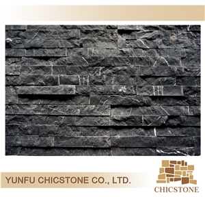 Black Natural Marble Cultured Stone for Wall Cladding/ Ledger Stone/ Stone Wall Panels