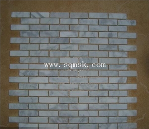 Bianca Carrara Mosaic,Bianco Di Carrara,Blanc De Carrare,Blanco Carrara,Branco Carrara,Carrara Bianca,White Carrara,White Carrera,,Tumble 15*48mm Marble Mosaic for Wall,Bathroom Floor