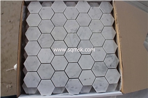 bianco Carrara white stone Mosaic tile Carrara,Blanc De Carrare,Blanco Carrara,Branco Carrara,Carrara Bianca,White Carrara,White Carrera,Polish Hexagon 2 or 48mm for Wall,Bathroom Floor