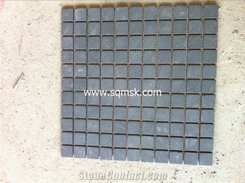China Black Stone Mosaic Tile Neimeng Black,Ebony Black Mongolia,G 133,Menggu Black,Menggu Hei,Mongo Basalt,Mongolia Black Tumble 25*25mm Mosaic for Wall,Floor,Bathroom Interior Hotel Decoration