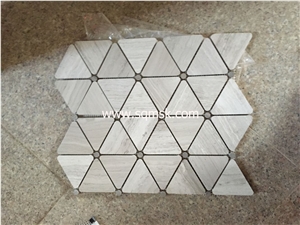 China Stone Mosaic Tile Guizhou Wooden Grain,White,China Serpegiante Gery Marble,Light Grey Wood Grain Marble Polished Triangle Marble Mosaic for Wall,Floor,Interior,Bathroom,Hotel Decorcation