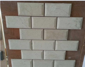 Crema Marfil Clasic, Veteado,Clasico, Standard,Ivory, Florido, Aitana,Semi Select,Polished Bevel 48x98mm Brick Marble Mosaic for Wall,Floor,Bathroom,Interior,Background