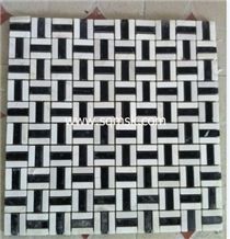 Drama Multicolor,Semi Of Volakas,,Volakas White,Vathilakkos Drama Semi White,Vathilakos Semi White,Kavala Semi White,Kavalas Semi Polish 10*30mm Mix Nero Marquina Marble Mosaic for Wall,Floor,Bathroom