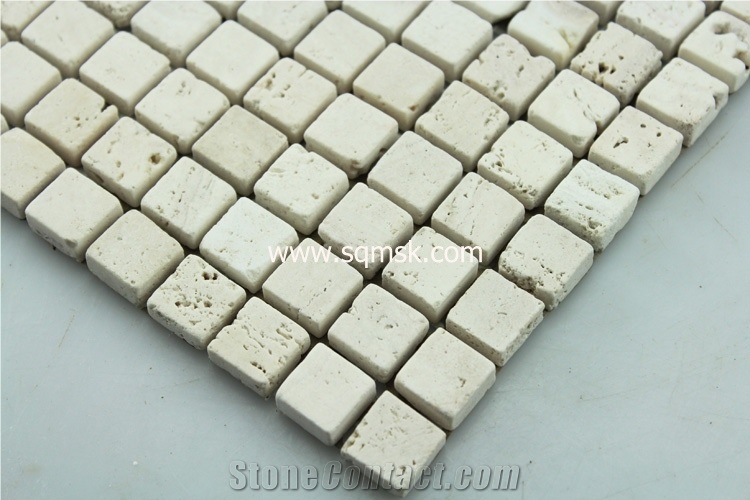 Light Travertine Mosaic,Stone Mosaic Tile,Ivory Travertine,Ivory Cream Travertine,Ivory Travertine,Ivory Travertine Tumbled 15x15mm Marble Mosaic for Wall,Floor,Decoration,Interior,Bathroom,Hotel