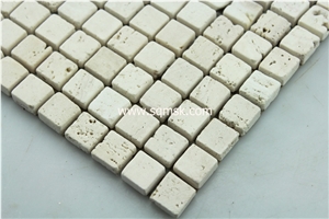 Light Travertine Mosaic,Stone Mosaic Tile,Ivory Travertine,Ivory Cream Travertine,Ivory Travertine,Ivory Travertine Tumbled 15x15mm Marble Mosaic for Wall,Floor,Decoration,Interior,Bathroom,Hotel
