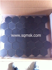 Neimeng Black stone mosaic tile,Ebony Black Mongolia,G 133,Menggu Black,Menggu Hei,Mongo Basalt,Mongolia Black Honed Hexagon 48mm Marble Mosaic for Wall,Floor,Bathroom Interior Hotel Decoration