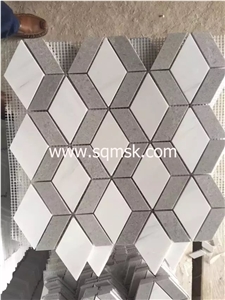 Shay Grey,Mediterranean Grey,Cinzento De Cinderella,Cinza De Shay,Cinderella Grey Marble,Lady Grey Marble Mix Mugla White Polished Diamond Marble Mosaic for Wall,Floor,Bathroom,Interior Decoration