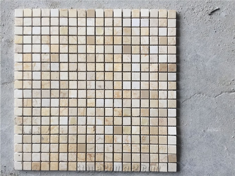 Sunny Marble Stone Mosaic Tile,Giallo Ducale,Giallo Egypto,Giallo Montagne,Giallo Sunny,Indigo Gold,Sahara Gold,Yellow Sahara Polish 15x15mm Marble Mosaic for Wall,Floor,Interior Bathroom
