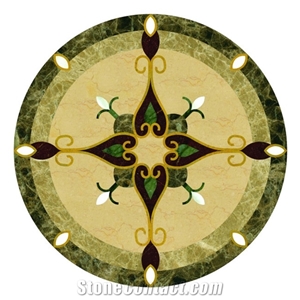 Natural Stone Waterjet Medallio Modern Style and Hot Sale Inlay Floor Design,Luxury Restaurant Floor and Wall Use Marble Inlay Wall Tiles, Dark Emperador/Green Marble