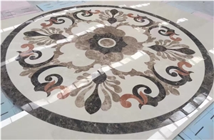 Waterjet Medallion,Ruschita Creme Rosa China Pink Marble Paver with Waterjet Cut Inlaid L,For Home Decoration Ivory Pink and White Marble Inlayed Medallion