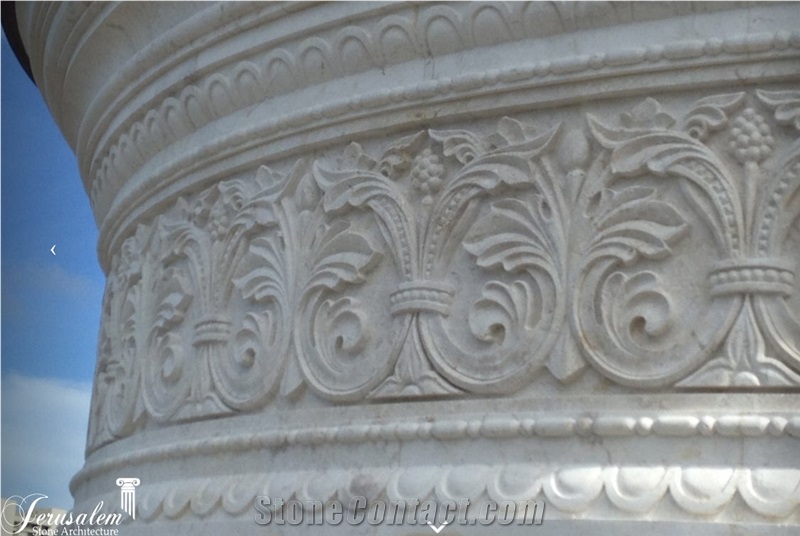 Jerusalem Bone Limestone Hand Carved Column