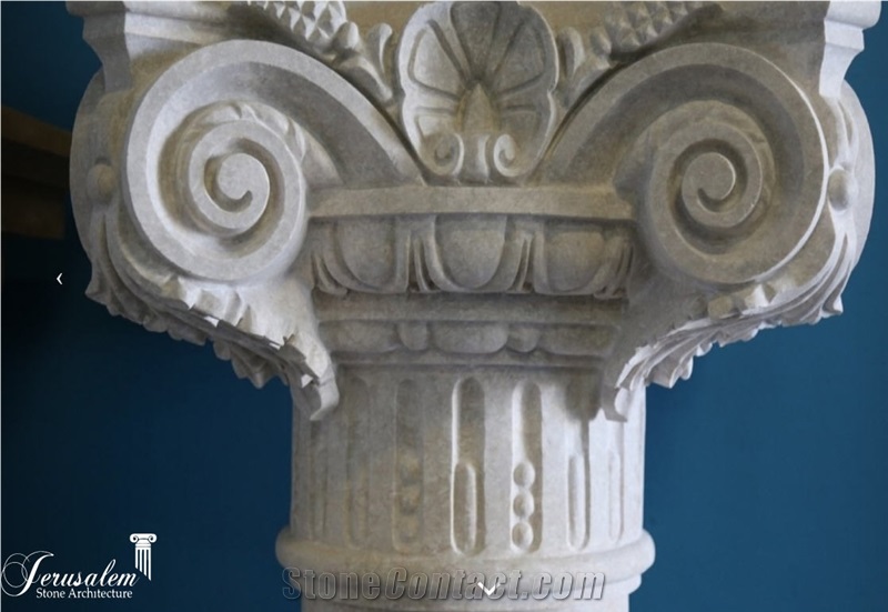 Jerusalem Bone Limestone Hand Carved Column