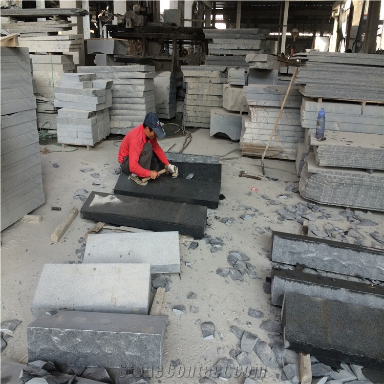 5cm G654 Bush Hammered Steps/Granite Srairs Treads/Padang Dark Granite Stair Riser
