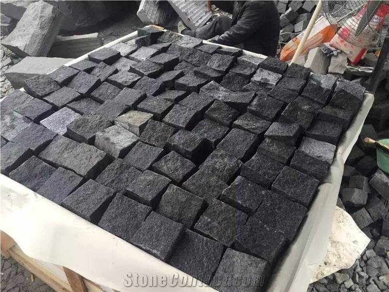 5cm G654 Cobbles/ G654 Flamed Cobbles/ Grey Granite Flamed Cobbles/ China Impala Cobble Tile/ Padang Dark Flamed Cube Stone