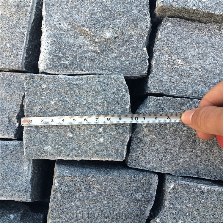 9cm G654 6 Natural Surface Granite Cube Stone/Impala Black Natural Granite Floor Covering/Sesame Black Natural Cube Stone/Padang Dark Natural Courtyard Road Pavers