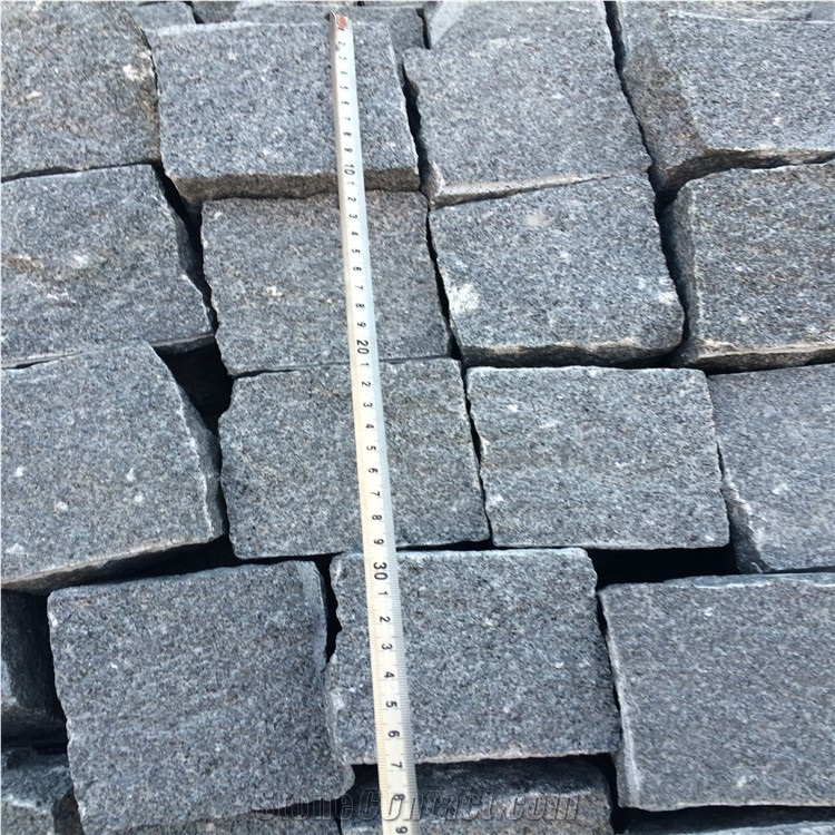 9cm G654 6 Natural Surface Granite Cube Stone/Impala Black Natural Granite Floor Covering/Sesame Black Natural Cube Stone/Padang Dark Natural Courtyard Road Pavers