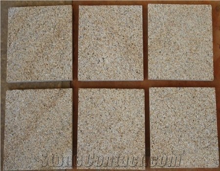 Cube Stone & Pavers Yellow Rust Granite, Flamed G682 Granite Driveway Paving Stone, Cobble Stone Yellow Granite