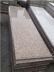 G687 Granite Stairs & Steps, Polished Pink Granite Stairs, Peach Red Granite Steps, Cheapest Chinese G687 Pink Granite Stairs
