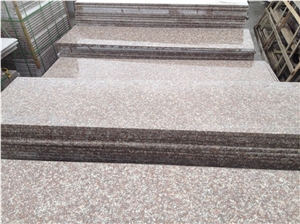 G687 Granite Stairs & Steps, Polished Pink Granite Stairs, Peach Red Granite Steps, Cheapest Chinese G687 Pink Granite Stairs