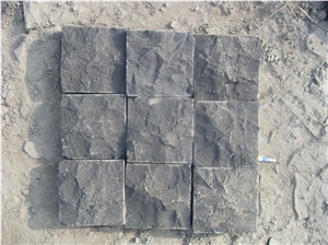 Mongolia Black Basalt Cube Stone & Pavers, Flamed China Black Basalt Driveway Paving Stone