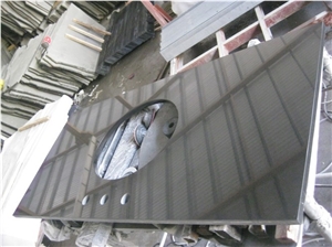 Mongolia Black Granite Bath Countertops, Polished China Absolute Black Granite Countertops