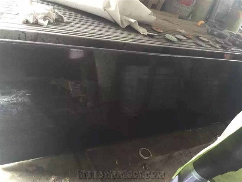Size 2400x600x20mm Polished and Half Bullnose Granite Countertops Sesame Black G654 Granite