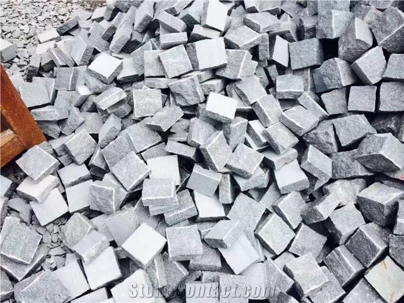 Splitfaced Cube Stone & Pavers G654 Granite, Padang Dark Granite Cobble Stone