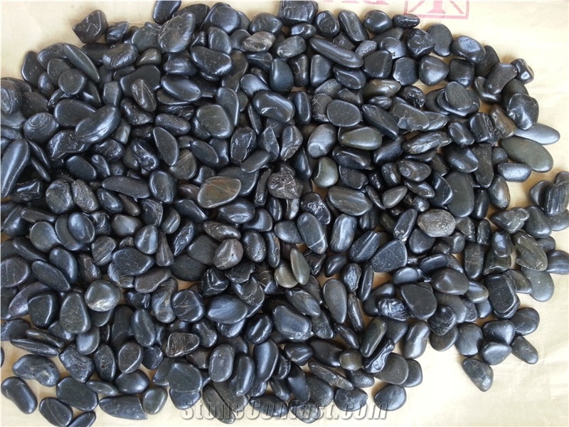 Black Decorative Polished Mixed Color Natural River Pebble Stone ,Black Polishing River Washed Stone in Garden and Landscaping
