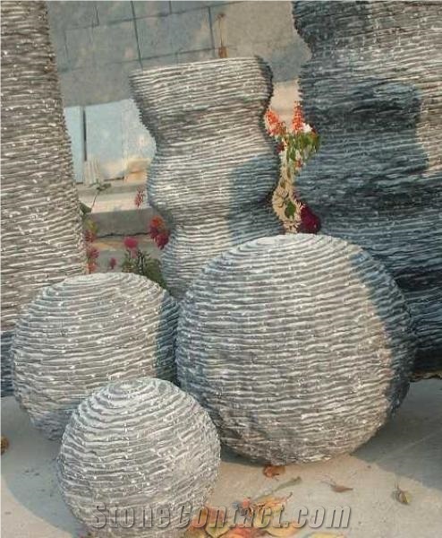 Blue Granite Hand Carved Stone Decorative Water Feature