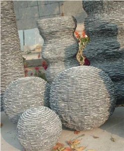 Blue Granite Hand Carved Stone Decorative Water Feature