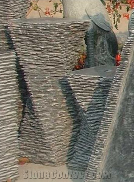 Blue Granite Hand Carved Stone Decorative Water Feature